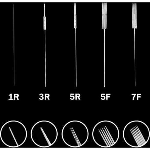 500pcs 1RL/3RL/5RL/5F/7F Sterilized Disposable Permanent Makeup Needles Tattoo Needle for Eyebrow Giant sun tattoo kit 0.35X50MM