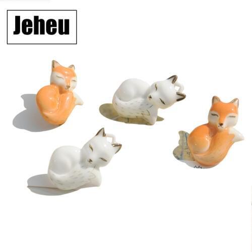 Jingdezhen Virgin Style Pure handmade Ceramic Fox Design Collar Lapel Pin Brooch Fashion Ornaments Badge jewelry accessories