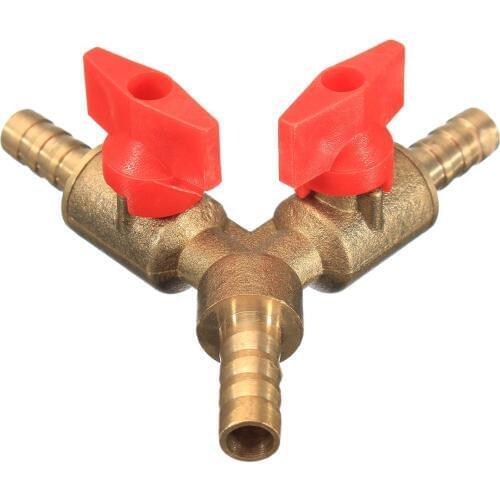 5/16" 8mm Brass Y 3-Way Shut off Ball Valve Fitting Hose Barb Fuel Gas CLAMP Tee New Arrival