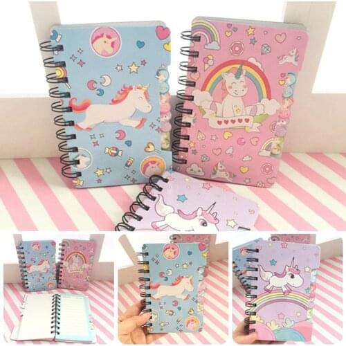 Small Fresh Unicorn Coil Book Diary - Color Random Single 56 / PC Cute Cartoon Children Student Office Supplies 2021