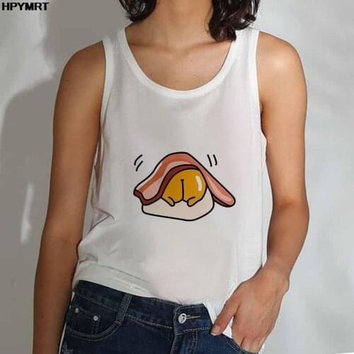 Summer Sexy Tank Tops for Women 90s Cartoon Cute Funny Eggs Print Vest Top Kawaii Graphics Sleeveless Female Clothes Streetwear