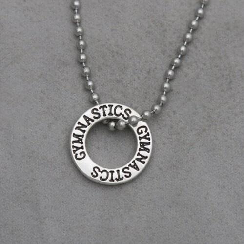 RAINXTAR Fashion Alloy Gymnastics Pendant Kids Necklaces With Stainless Steel Ball Chain FN121