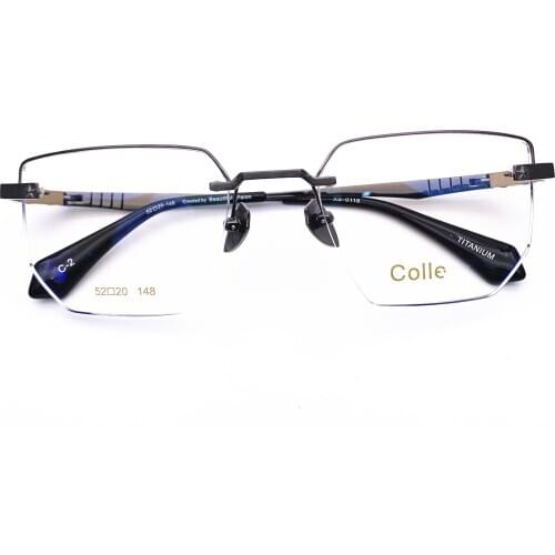 Belight Optical Special Design Titanium Half Rimless Frame Men Prescription Semi Eyeglasses Retro Optical Eyewear XS-0115