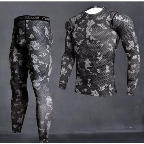 Mens Camouflage Thermal underwear set Long johns winter Thermal underwear Base layer Men Sports Compression Long sleeve shirts