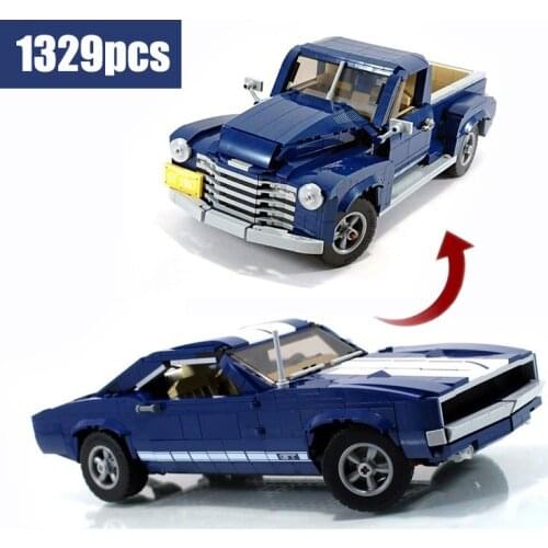 NEW Tech Series 10265 (2in1) Muscle Car and Pickup Truck Model Building Blocks Bricks Children Educational Toys Birthday gift