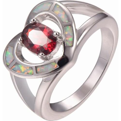 New Arrival Garnet White Fire Opal 925 Sterling Silver Ring Size 6 7 8 9 10 R1340