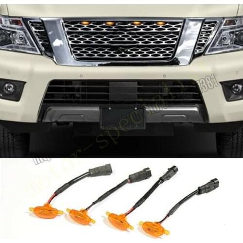 NEW For Nissan Armada 2017-2021 Grille LED Amber Light Raptor Grill Trim Cover 4PCScar accessories
