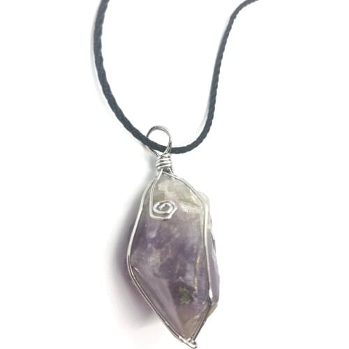 AMETHYST STONE NECKLACE - AGAINST BAD SUBSTANCE ABUSE - CLEAR NEGATIVE ENERGY