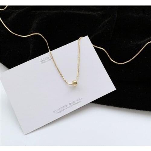 Classic Simple Pure Color Metal Chain Bead Inlaid Pendent Necklace Korean Fashion Necklace for Women Girls Collar Jewelry Gift
