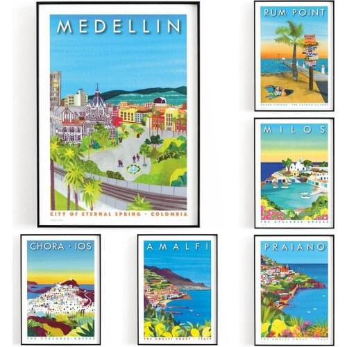 Boat Beach Scenery Painting House Building Canvas Poster No Frame Nordic Picture Decoration Home Bedroom Wall Modular Art Prints