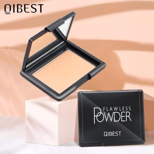 QIBEST 9 Colors Professional Face Powder Oil Control Brighten Full Coverage Concealer Long Lasting Makeup Compact Setting Powder