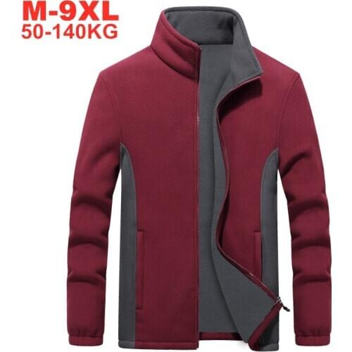 Plus Size 9xl 8xl 7xl Men Casual Windbreaker Jackets Coat Male Large Size Streetwear Mens Fleece Jacket Winter Autumn Overcoats