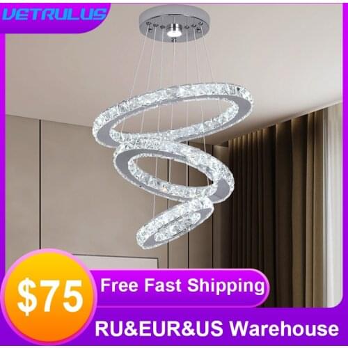 Nordic Led Chandelier Crystal Lustre Lighting Modern Crystal Pendant Light Circles Hanging Lighting Home Decoration