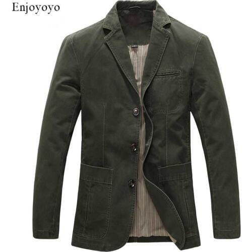 Spring Military Jacket Blazers Men 100% Cotton Casual Blazer Mens Suit Coat Male Blazer Masculino Jackets M-5XL