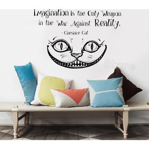 Alice In Wonderland Wall Sticker Quotes "Imagination Is the Only" Vinyl Decals Room Wall Art Decoration Kids S759