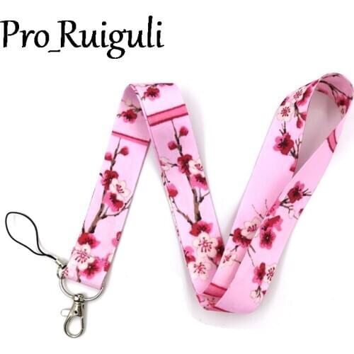30pcs Cherry blossoms vintage Neck Strap Lanyard keychain Mobile Phone ID Badge Holder Rope Key Chain Keyrings cosplay Accessory
