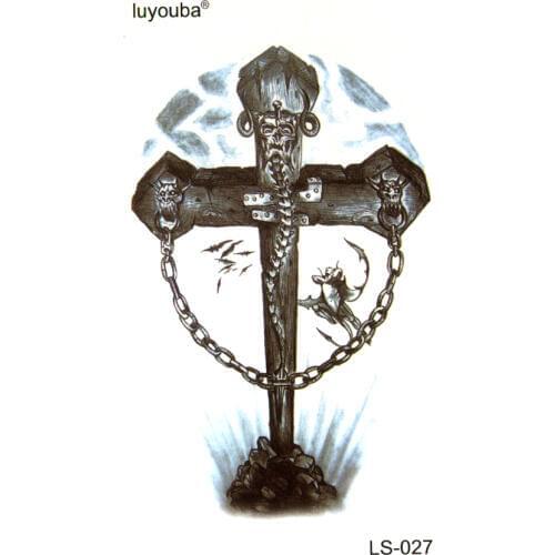 50pcs The tomb of the dragon waterproof temporary tattoos men harajuku flash tattoo sticker tatuajes cross tatoo stickers