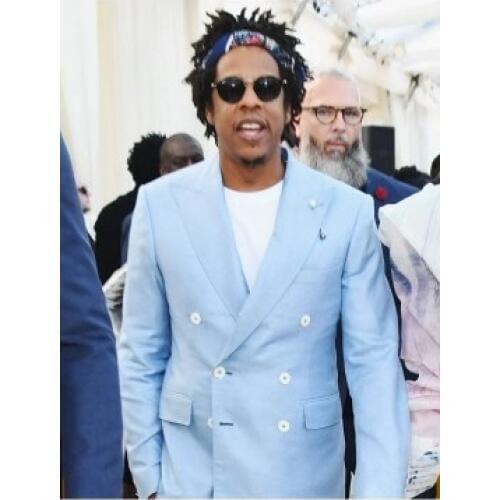 High Quality Double Breasted Light Blue Groom Tuxedos Peak Lapel Groomsmen Men Blazers Suits (Jacket+Pants+Tie) NO:439