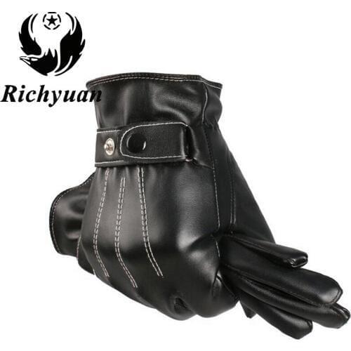 Winter Mens Genuine Leather Gloves 2017 New Brand Touch Screen Gloves Fashion Warm Black Gloves Goatskin Mittens