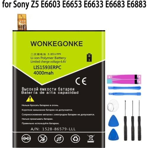 WONKEGONKE LIS1593ERPC Battery For Sony Xperia Z5 Battery E6603 E6653 E6633 E6683 battery
