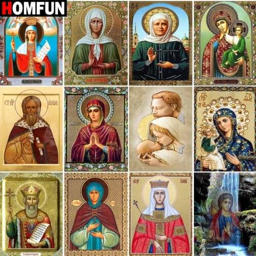 HOMFUN Diamond Painting Full Square/Round Diamond "Religious portrait t " Pattern Embroidery Cross Stitch 5D Rhinestone Painting