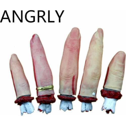 ANGRLY 10pcs/bag Halloween supplies scream terror Scary props Lifelike terror Finger Bloody hands Party Dressing haunted house