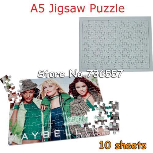 Free Shipping Sublimation Jigsaw puzzle,Sublimation Blank,Transfer,Puzzle,Sublimation A5 Puzzle 10 sheets
