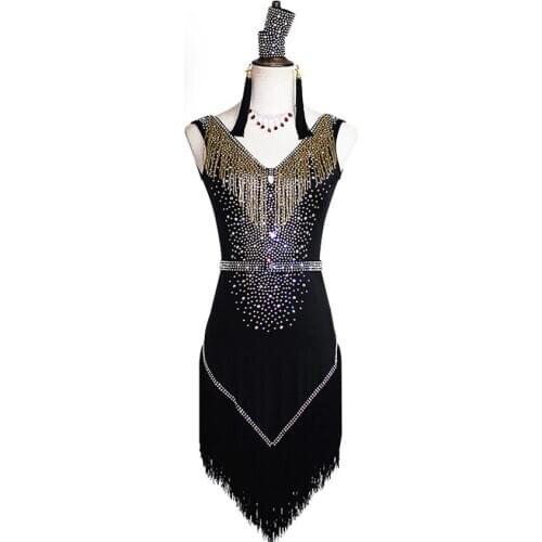 Shining High Quality Diamond Latin Dance Costume Sexy Tassel Latin Dance Competition Dress For Women Child Dance Dresses