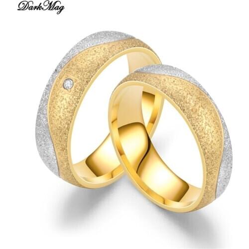 DarkMag 6mm Mens Womens Gold Tungsten Carbide Wedding Band Rings Polished Matted Finish Comfort Fit Crystal Wedding Ring