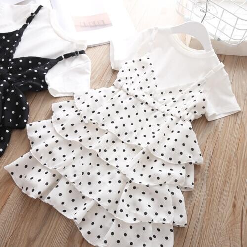 Kids girls summer clothing set short sleeve t-shirt + Skirt romper 2 pcs baby suit casual cotton outfits infant sportwear Cloths