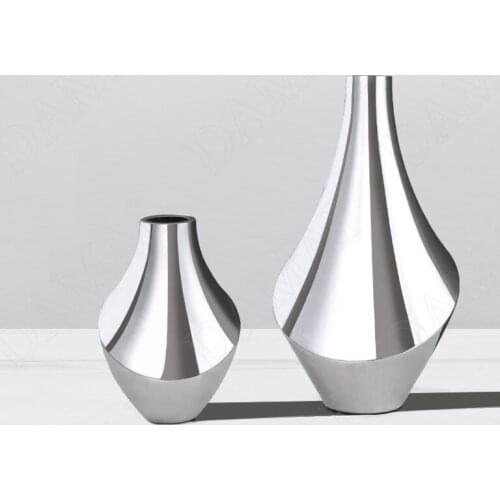 European Glass Vase Silver Plating Art Western Restaurant Desktop Modern Flower Vases Hotel Front Desk Dried Flowers Organizer