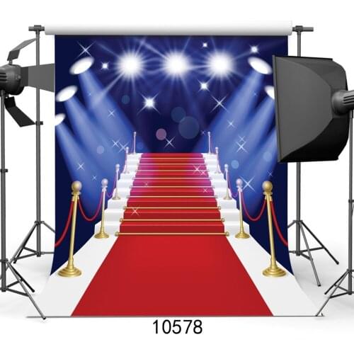 Red Carpet Photography Backdrops Stairs Spotlight Backgrounds for Photo Studio Party Homecoming Dance Vinyl Cloth Customize 3D