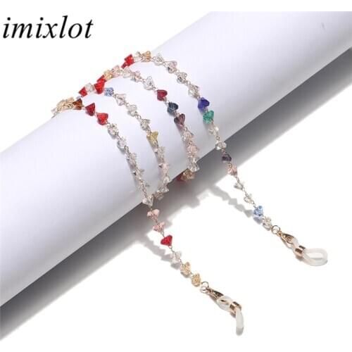 Imixlot 1PC High-grade Temperament Colorful Triangle Rhinestone Beads Sunglasses Chain Women Anti Slip Eyeglass Cord Necklace