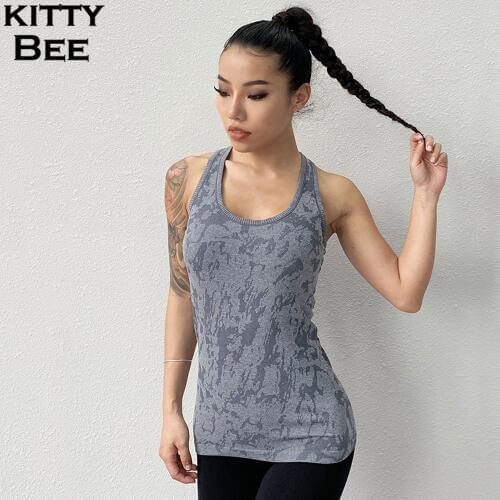 Camo Sport Yoga Top Fitness Women Gym Clothing Sleeveless Sport Shirt Women Workout Tops For Women Gym Vest Running Yoga Shirt
