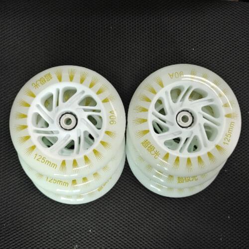 125mm*24mm LED marathon inline speed skating wheels high brightness flash shine glue skating tire 125 speed wheel 6 pcs/lot