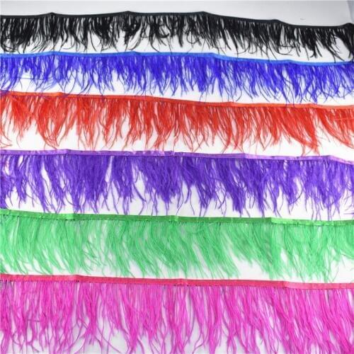 Beautiful 1meter fluffy ostrich feather Trimming height 10-15cm feathers ribbon for DIY wedding party dresss decoration craft