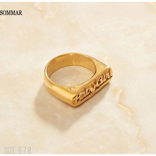 SOMMAR summer style Gold Filled size 6 7 8 Girlfriend wedding ring Baby girl Letters ring men jewelry 2021