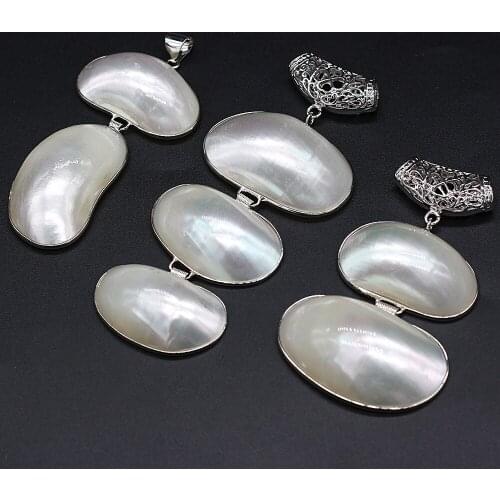 Hot Selling Natural Alloy Shell White Shell Simple Personality Irregular Egg-shaped Pendant Gift for Girlfriends Men and Women