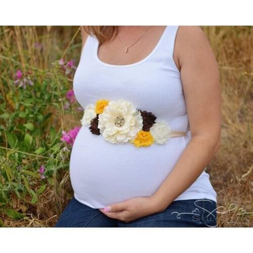 Fashion Handmade Chiffon Sun Flowers Belts Peony Floral Maternity Sash Adjustable Waistband Photography Props Birthday Gifts