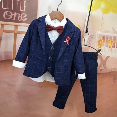Boys Fashion Blazer Suit Jacket Flower Boys Clothes Kids Boys Piano Performance Clothes Big Boys Gentleman Sets Blazer Sets 2-8Y