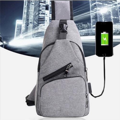 Men Women Outdoor Travel Bags Shoulder Bag Canvas Chest Pack USB Charging Sport Crossbody Bag Messenger Pack /BY