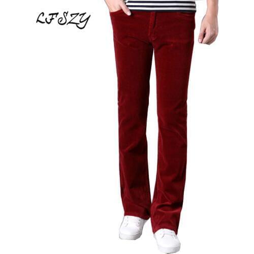 Spring and Autumn Mens jeans Casual Micro Bell-bottomed Corduroy trousers Korean version of the Stretch Slim Wide Leg pants