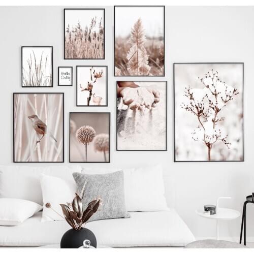 Hnad Sand Flower Dandelion Bird Reed Wall Art Canvas Painting Nordic Posters And Prints Wall Pictures For Living Room Home Decor