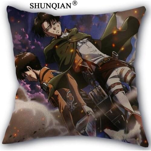 Custom Pillowcase Attack On Titan High Quality Home Textile Cotton Linen One Side Pillow Covers 45x45cm Decorative Pillowcase