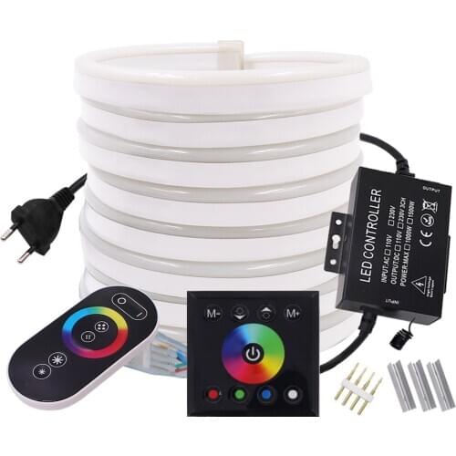 Wall Touch Neon LED Light Strip RGB Remote Control 220V 110V Flex LED Ribbon Waterproof Neon Sign RGB Lamp String Home Decor