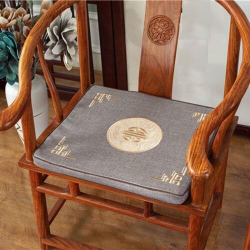 Embroidery Seat Cushion Chinese Style Sponge Seat Pad Thick Bay Window Floor Mat Outdoor Dining Square Tatami Non-Slip Cushions
