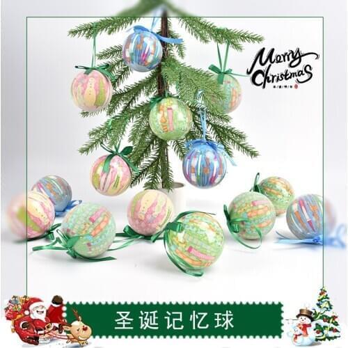 Festive decorations Christmas tree dress up Painted memory ball pendants Shopping mall window scene layout paper wrapped ball