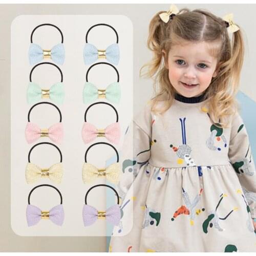 2PCS The New Childrens Hair Bands Braid Ponytail Babys Lovely Hair Ornaments Hair Band Elastic Bowknot Is Modelling Sweet