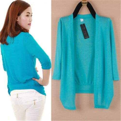 2019 spring summer air conditioning shirt women three quarter sleeve loose sweater female cardigan thin outerwear L to 5XL D064