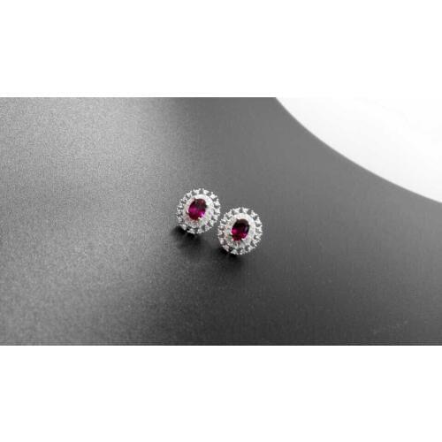Natural red garnet stone earrings 925 silver Natural gemstone earring women Classic elegant round fashion fine Earrings jewelry
